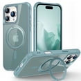 thumbnail image 1 of ELEHOLD Case for iPhone 16 Pro Max, Military Grade Protection Translucent Matte Case with 360° Rotatable Magnetic Ring Stand,Blue, 1 of 7