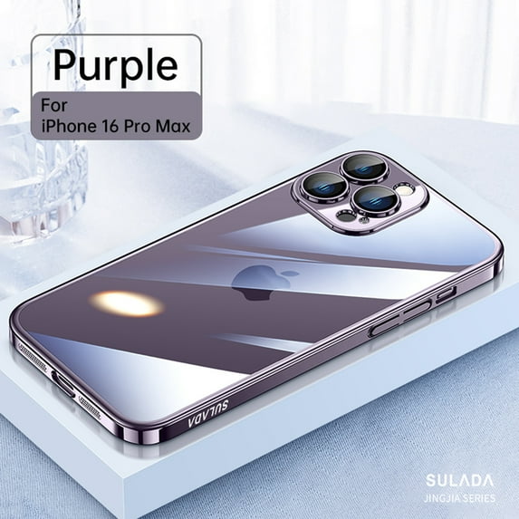 ELEHOLD Case for iPhone 16 Pro Max, Shockproof Full Camera Lens Protection Transparent Case Cover,Darkpurple