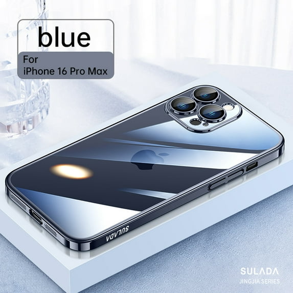 ELEHOLD Case for iPhone 16 Pro Max, Shockproof Full Camera Lens Protection Transparent Case Cover,Titaniumblue