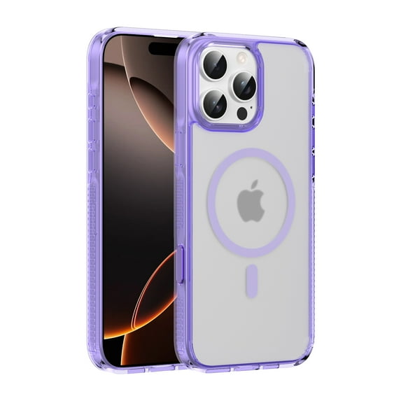 ELEHOLD Case for iPhone 16 Pro Max, Shockproof Magnetic Clear Case for Wireless Charging,Raised Edges for Camera & Screen Protection,Purple