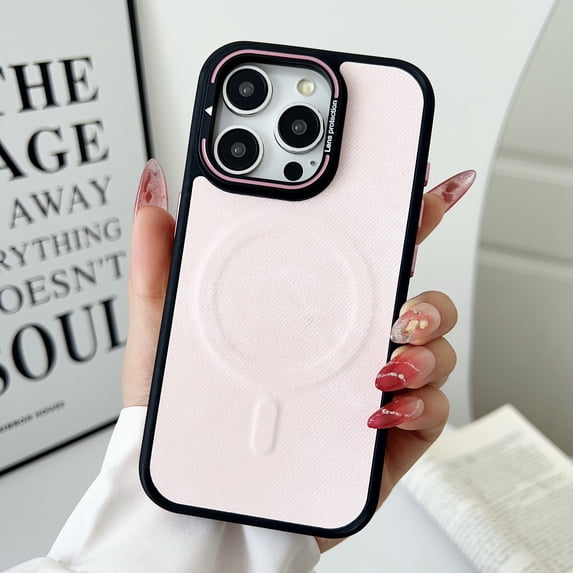 ELEHOLD Case for iPhone 16 Pro Max,Slim Fit Shockproof PU Leather Magnetic Case with Camera Kickstand,Pink