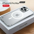 thumbnail image 1 of ELEHOLD Case for iPhone 16 Pro Max, Slim Matte Metal Frame Magnetic Case with Camera Lens Protection,Silver, 1 of 6