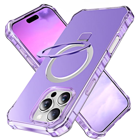 ELEHOLD Case for iPhone 16 Pro, Military Grade Shockproof Case with Stand Magnetic Ring Holder Compatible with MagSafe Accessory,Purple