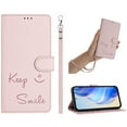 thumbnail image 1 of ELEHOLD Case for iPhone 16 Pro, RFID Blocking Wallet Case with Crossbody Strap & Wristlet, PU Leather Flip Cover with Kickstand & Card Slots,Pink, 1 of 10