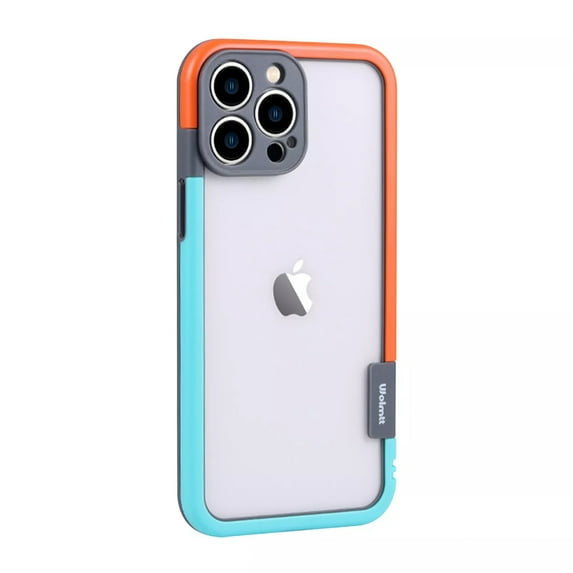 ELEHOLD Case for iPhone 16 Pro, Shockproof Heat Dissipation Colorful Bumper Frame Case,Blueorange