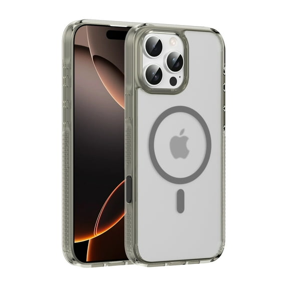 ELEHOLD Case for iPhone 16 Pro, Shockproof Magnetic Clear Case for Wireless Charging,Raised Edges for Camera & Screen Protection,Gray