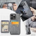 thumbnail image 1 of ELEHOLD Case for iPhone 16 Pro, Shockproof Magnetic Leather Wallet Case with Hand Grip & Kickstand & RFID Blocking,Gray, 1 of 8