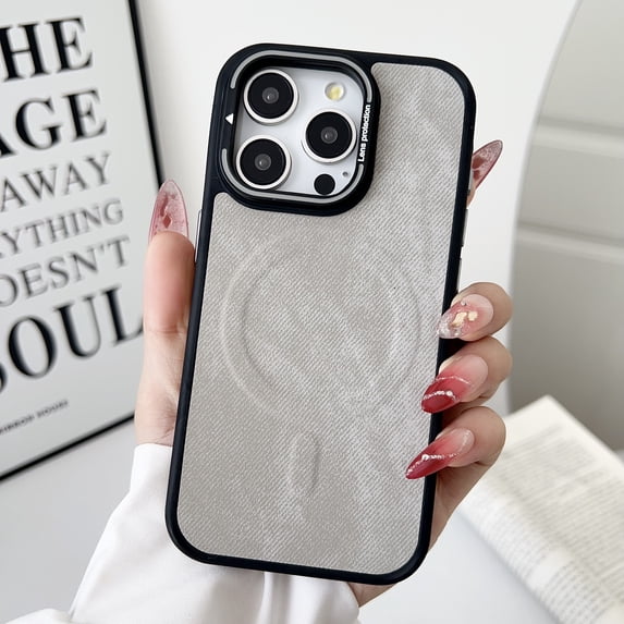 ELEHOLD Case for iPhone 16 Pro,Slim Fit Shockproof PU Leather Magnetic Case with Camera Kickstand,Gray