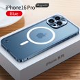 thumbnail image 1 of ELEHOLD Case for iPhone 16 Pro, Slim Matte Metal Frame Magnetic Case with Camera Lens Protection,Blue, 1 of 6