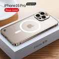 thumbnail image 1 of ELEHOLD Case for iPhone 16 Pro, Slim Matte Metal Frame Magnetic Case with Camera Lens Protection,Gold, 1 of 6