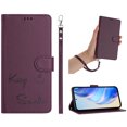 thumbnail image 1 of ELEHOLD Case for iPhone 16, RFID Blocking Wallet Case with Crossbody Strap & Wristlet, PU Leather Flip Cover with Kickstand & Card Slots,Darkpurple, 1 of 10