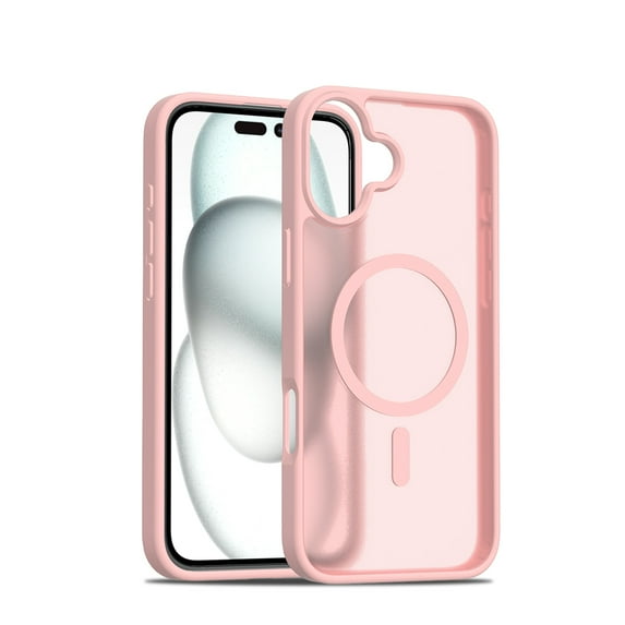 ELEHOLD Case for iPhone 16, Shockproof Magnetic Skin-Feel Case,Compatible with Wireless Charging,Pink