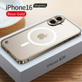 thumbnail image 1 of ELEHOLD Case for iPhone 16, Slim Matte Metal Frame Magnetic Case with Camera Lens Protection,Gold, 1 of 6