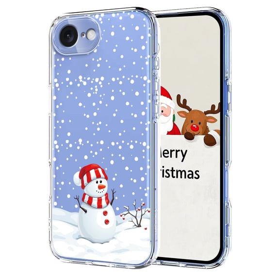 ELEHOLD Case for iPhone 16e/17e, Christmas Slim Shockproof Clear TPU Cover, Raised Edge Screen/Camera Protection,B