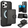 thumbnail image 1 of ELEHOLD Case for iPhone 16e, 2-in-1 Magnetic Shockproof Leather Wallet Flip Case Cover, Detachable Card Holder with Stand,Black, 1 of 8