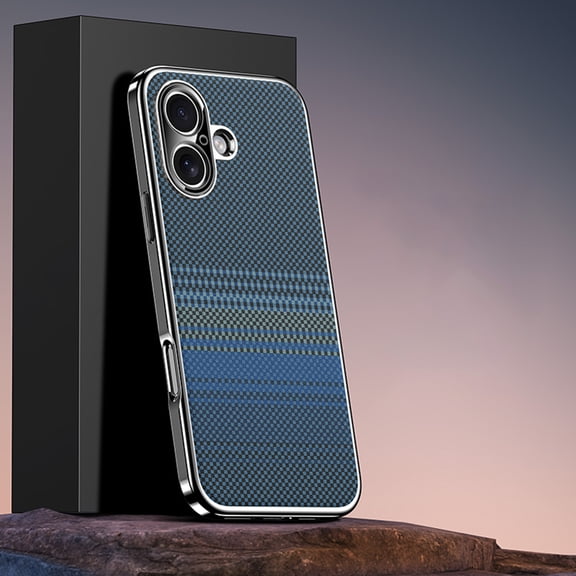 ELEHOLD Case for iPhone 17, Carbon Fiber Pattern Shockproof Phone Case, Rugged Rigid Plastic Cover,Blue