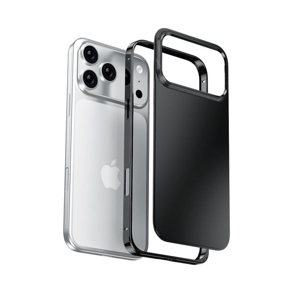 ELEHOLD Case for iPhone 17 Pro, Aluminum Bumper Case Matte Back Shockproof Cover, Secure Twist Lock,Black