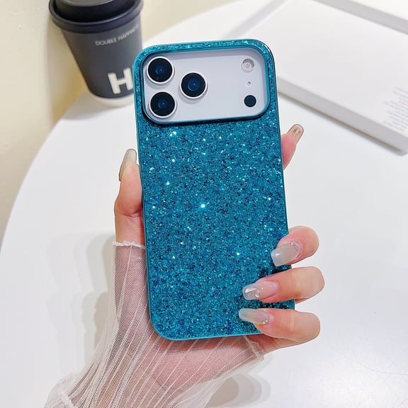 ELEHOLD Case for iPhone 17 Pro, Glitter Sparkle Shockproof Phone Case, Bling Slim Protective Cover,Blue