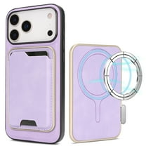 ELEHOLD Case for iPhone 17 Pro, Magnetic Leather Wallet Phone Case, Wireless Charging Compatible,Purple