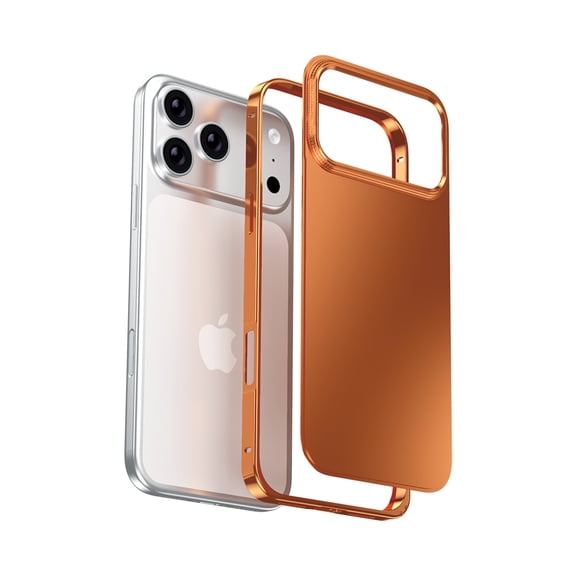 ELEHOLD Case for iPhone 17 Pro Max, Aluminum Bumper Case Matte Back Shockproof Cover, Secure Twist Lock,Orange