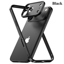ELEHOLD Case for iPhone 17 Pro Max, Aluminum Bumper Case with Metal Camera Lens Protector, Shockproof Protective Frame Cover,Black