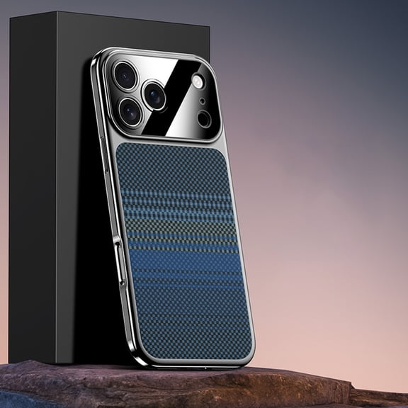 ELEHOLD Case for iPhone 17 Pro Max, Carbon Fiber Pattern Shockproof Phone Case, Rugged Rigid Plastic Cover,Blue