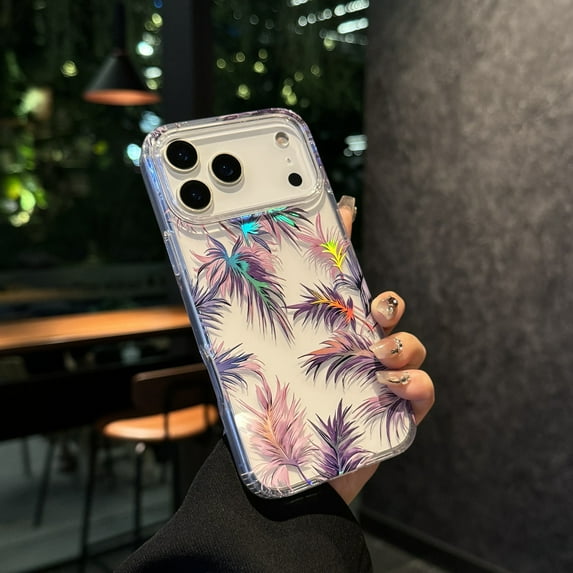 ELEHOLD Case for iPhone 17 Pro Max, Clear Floral Shockproof Phone Case, Transparent Cute Slim Fit Protective Cover,B