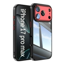 ELEHOLD Case for iPhone 17 Pro Max, Clear Shockproof Hybrid Phone Case with Built-in Camera Lens Protector,Blackred