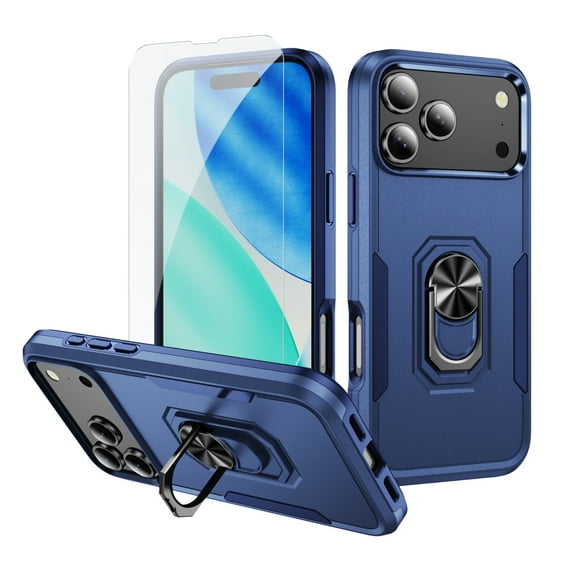 ELEHOLD Case for iPhone 17 Pro Max, Magnetic Car Mount Compatible Shockproof Military Grade Case with Kickstand and Screen Protector,E