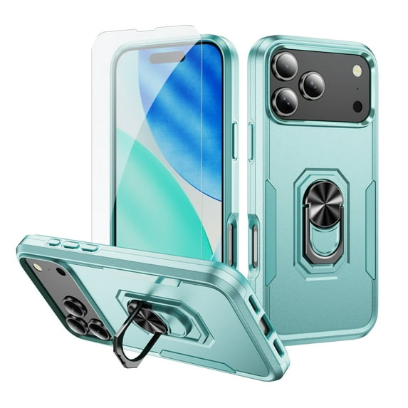 ELEHOLD Case for iPhone 17 Pro Max, Magnetic Car Mount Compatible Shockproof Military Grade Case with Kickstand and Screen Protector,F