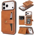 thumbnail image 1 of ELEHOLD Case for iPhone 17 Pro Max, Magnetic Wallet Phone Case with Card Slots, Wireless Charging Compatible,Brown, 1 of 7