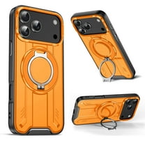 ELEHOLD Case for iPhone 17 Pro, Shockproof Magnetic Case with 360° Rotating Kickstand, Full Body Drop Protection Cover,Orange