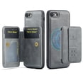 thumbnail image 1 of ELEHOLD Case for iPhone 7 / 8 / SE 2022 & 2020, Shockproof Magnetic Leather Wallet Case with Hand Grip & Kickstand & RFID Blocking,Gray, 1 of 8