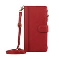 thumbnail image 1 of ELEHOLD Case for iPhone 8 Plus/7 Plus, Luxury Zipper Leather Wallet Crossbody Phone Case with Wrist Strap & Folio Stand,Red, 1 of 9