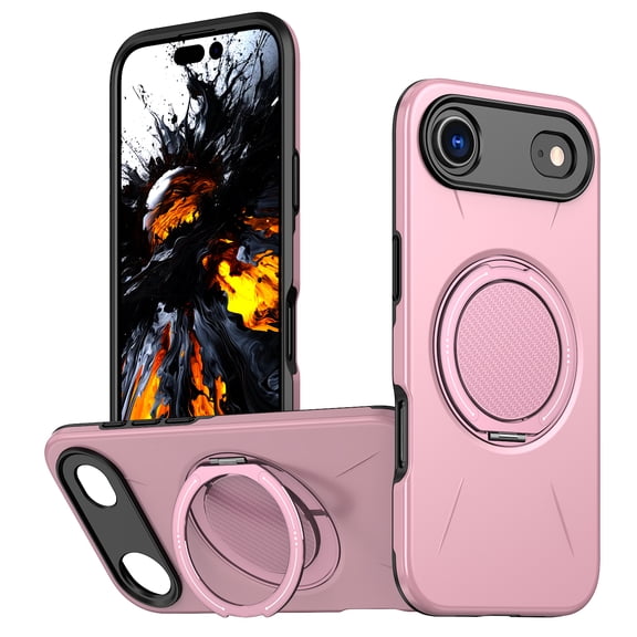 ELEHOLD Case for iPhone Air, Shockproof Impact-Resistant Protective Cover with Stand, Compatible Magnetic Accessory,Pink