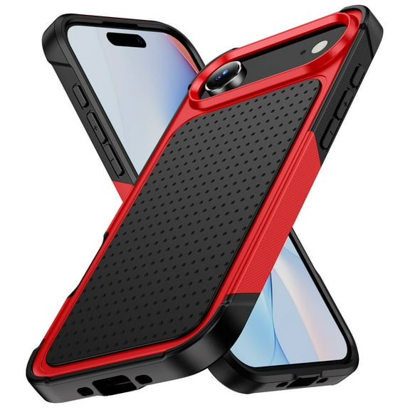 ELEHOLD Case for iPhone Air, Shockproof Rugged Hybrid Heavy Duty Hard PC Protective Case Slim Fit Cover for iPhone Air,Red