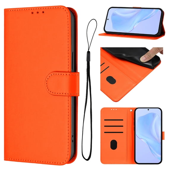 ELEHOLD Case for iPhone XS Max, Luxury Business Leather Wallet Flip Case with Stand & Card Slots,Orange