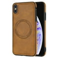thumbnail image 1 of ELEHOLD Case for iPhone XS/X, Shockproof Slim Magnetic Leather Case, Compatible with MagSafe Accessories,Brown, 1 of 4