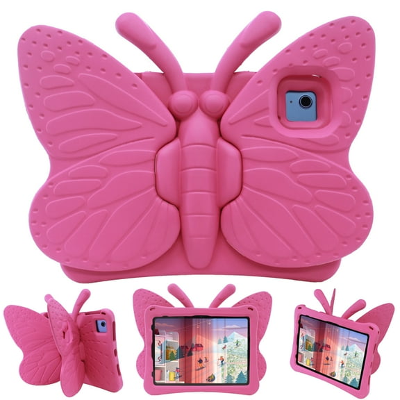 ELEHOLD Case for iPad 11th（A16) Gen 2025, Butterfly Case with Kickstand Light EVA Full Body Drop Protective Rugged Shockproof Child Kids Case for iPad 11th（A16) Gen 2025,Rose