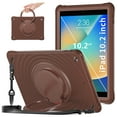 thumbnail image 1 of ELEHOLD Case for iPad 9th/8th/7th Generation, Portable Hybrid Shockproof iPad Case with Pencil Holder & Hanging Ring Handle Rotatable Kickstand,Chocolate, 1 of 10
