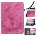 thumbnail image 1 of ELEHOLD Case for iPad Pro 11 2022/2021/2020/2018 / iPad Air 4, Embossed Butterfly PU Leather Card Holder Folio Cover with Stylus Loop, Multiple Viewing Angles Stand Protective Shell,Rose, 1 of 7