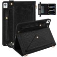 thumbnail image 1 of ELEHOLD Case for iPad Pro 12.9 2021/air13 2024, PU Leather Crossbody Multi-Card Slots Envelope Pocket Wallet Case with Hand Strap+Shoulder Strap,Black, 1 of 10