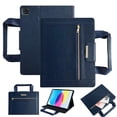 thumbnail image 1 of ELEHOLD Case For iPad Pro 13 2024, Stylish Durable Leather Stand Zipper Pocket Kickstand Full Protection Hand Strap Auto Sleep/Wake Tablet Case ,Darkblue, 1 of 6