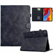 ELEHOLD Case For iPad mini6/mini2024 Embossed Flowers and Birds Leather Tablet Case, Slim Back Smart Cover, Full Body Protection, Kickstand,with Card Pocket, Black