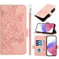 thumbnail image 1 of ELEHOLD Case for iPhone 14 Pro Max, RFID Blocking Crossbody Wallet Case, Floral PU Leather Flip Cover with Card Slots & Shoulder Strap & Wrist Lanyard,Pink, 1 of 8