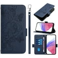 thumbnail image 1 of ELEHOLD Case for iPhone 15, RFID Blocking Crossbody Wallet Case, Floral PU Leather Flip Cover with Card Slots & Shoulder Strap & Wrist Lanyard,Darkblue, 1 of 8