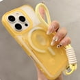 thumbnail image 1 of ELEHOLD Case For iPhone 16, Mag-Safe Compatible,Soft Translucent Silicone Detachable Magnetic Card Holder Magnetic Wallet Case with Matching Card Holder/ Wrist Strap,Yellow, 1 of 7