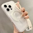 thumbnail image 1 of ELEHOLD Case For iPhone 16 Pro, Mag-Safe Compatible,Soft Translucent Silicone Detachable Magnetic Card Holder Magnetic Wallet Case with Matching Card Holder/ Wrist Strap,Clear, 1 of 7