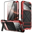 thumbnail image 1 of ELEHOLD Case For iPhone 16 Pro Max Military Grade Proection Case Rugged Cover, Full Coverage, Ergonomic Design, with Invisible Stand, Screen Protector, Red, 1 of 11