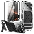 thumbnail image 1 of ELEHOLD Case For iPhone 16 Pro Max Military Grade Proection Case Rugged Cover, Full Coverage, Ergonomic Design, with Invisible Stand, Screen Protector, Silver, 1 of 10